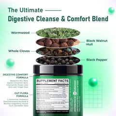 LELUMOON Digestive Comfort Formula bottle for gentle post-meal support.