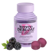 Lemme Debloat bottle showcasing vegetarian, gluten-free gummies for daily digestive comfort