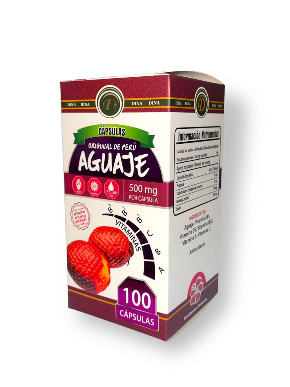 Lenico Aguaje del Peru bottle with 100 capsules for daily wellness.