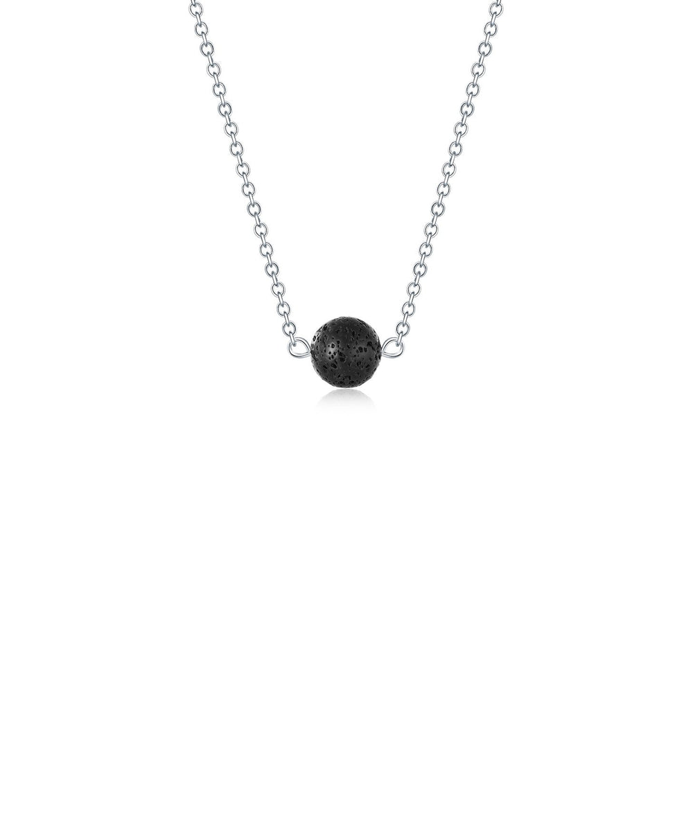 Lenoup lava stone diffuser necklace close-up shows the bead ready to diffuse essential oils.