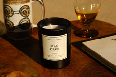 Leoben Company small-batch candle close-up showing natural wax and wick