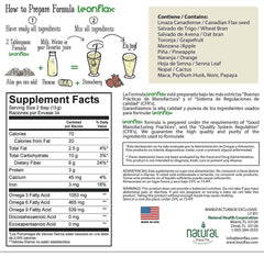 Leonflax flaxseed bags highlight 100% Canadian seeds with omega fatty acids