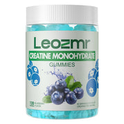 Leozmr Creatine Monohydrate Gummies blueberry bottle for on-the-go workouts
