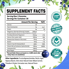 Leozmr magnesium glycinate gummies blueberry gummies closeup with soft texture