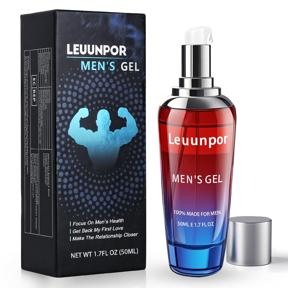 Leuunpor Men's Enhancement Gel tube label highlights skin health benefits.