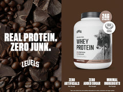 Levels Grass Fed Whey Chocolate Mocha bottle shown for daily use