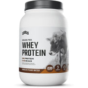 Levels Grass Fed Whey Chocolate Peanut Butter bottle showing 24g protein per scoop.