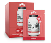 Levels Grass Fed Whey Protein packaging shows clean ingredients and no artificial additives.