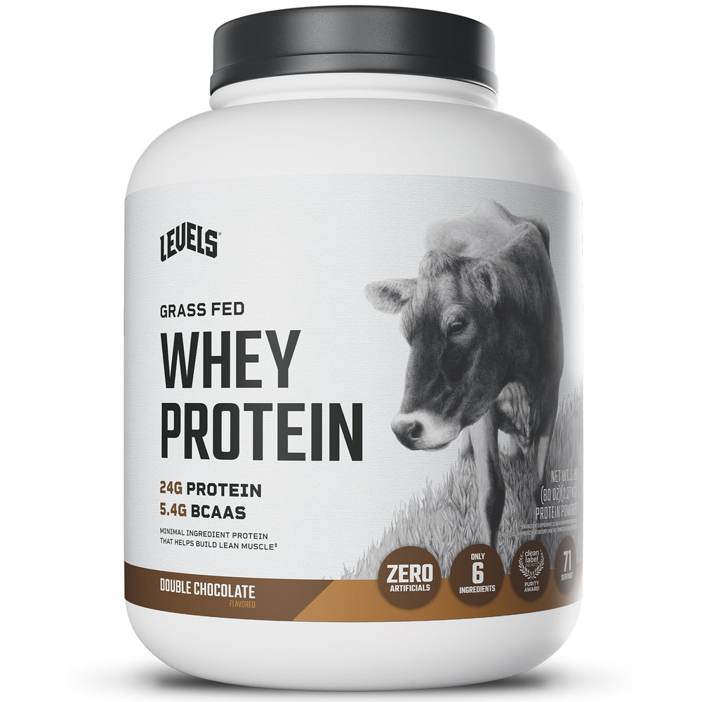 Levels whey protein powder can for a quick post-workout shake.