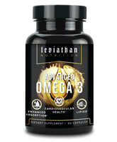 Leviathan Nutrition Norwegian omega-3 capsules bottle for daily heart and brain support.