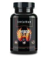 Leviathan Thyroid Support bottle closeup for energy and balance.