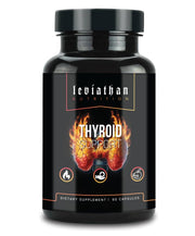 Leviathan Thyroid Support bottle closeup for energy and balance.