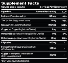 Leviathan Thyroid Support capsules on white background for daily use.