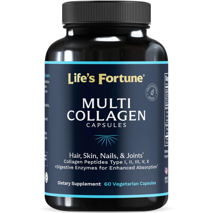 Lewis Labs Multi Collagen Capsules bottle with capsules, supports joints and skin elasticity.