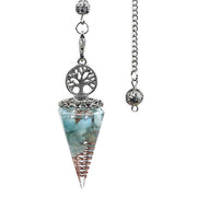 LHJ aquamarine pendulum hexagon pendant promotes clarity for divination sessions.