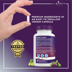 Liberty Lifestyle grape seed berberine quercetin capsules highlight antioxidant-rich formula.