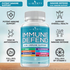 Liberty Lifestyle immune defense capsules close-up for easy daily immune support.