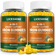 Lickshine iron gummies bottle with pineapple flavor for daily iron support