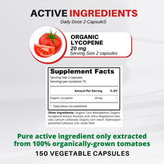 Licofarma Organic Lycopene label highlighting Italian origin and natural ingredients