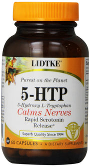 Lidtke 5-HTP capsules bottle front for daily mood and sleep support