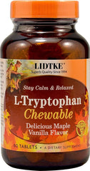 Lidtke L-Tryptophan chewable tablets front view for daily use and mood-friendly routine.