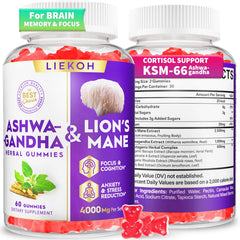 Liekoh Ashwagandha Gummies berry bottle for daily calm and focus.
