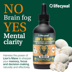 Life Cykel Lion's Mane tincture being poured for daily cognitive support.