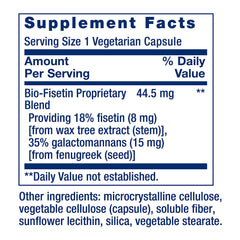 Label highlights gluten-free and vegetarian features for Life Extension Bio-Fisetin
