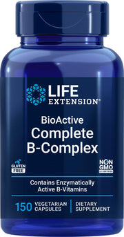 Life Extension BioActive Complete B-Complex bottle showcasing biologically active B vitamins for daily energy support