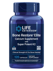 Life Extension Bone Restore Elite bottle with K2-rich formula for bone support.