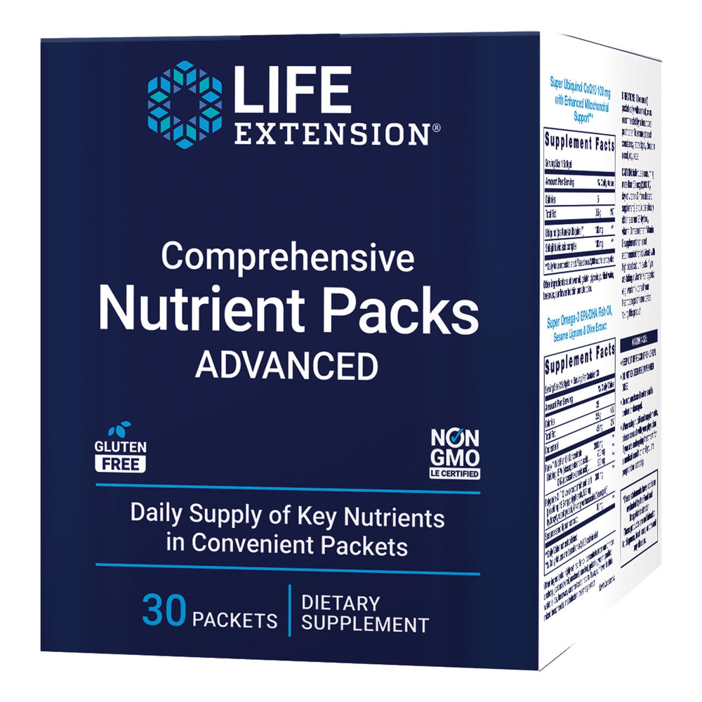 Life Extension Comprehensive Nutrient Packs Advanced bottle view for on-the-go daily nutrition