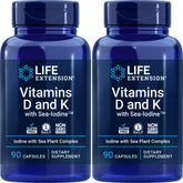Life Extension D & K Sea-Iodine bottle with 2-pack capsules for daily wellness support.