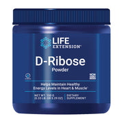 Life Extension D-Ribose Powder tub closeup highlights premium energy support.