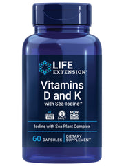 Life Extension D and K with SeaIodine bottle showcases sleek packaging.