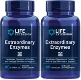 Life Extension Extraordinary Enzymes bottle front promotes digestive support