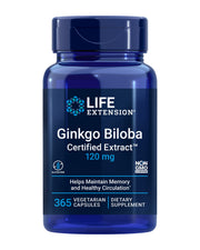 Life Extension Ginkgo Biloba Certified Extract bottle ready for daily use and cognitive support