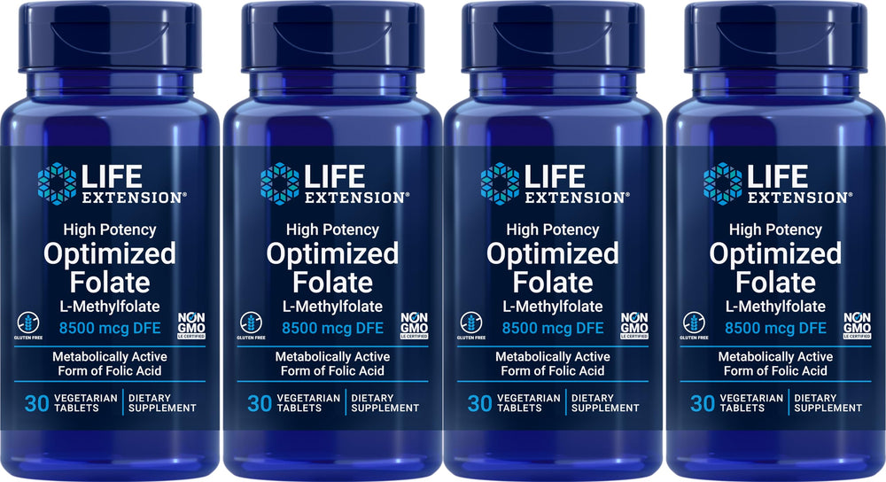 Life Extension High Potency Optimized Folate bottle for daily folate support.