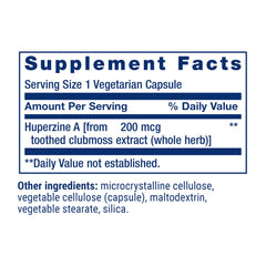 Life Extension Huperzine A capsules closeup highlighting vegetarian capsules for easy routine