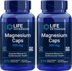 Life Extension Magnesium Caps 500mg bottle for daily wellness support.