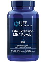 Life Extension Mix Powder bottle close-up for daily nutrition.