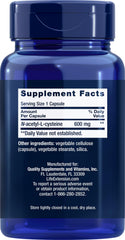 Life Extension NAC 600mg capsules in bottle, ready for daily immune and liver health routines.