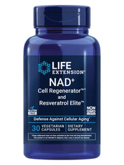 Life Extension NAD+ Cell Regenerator bottle on shelf suggests energy support and healthy aging potential.