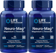 Life Extension Neuro-Mag bottle front view highlighting Magtein magnesium for cognitive support.