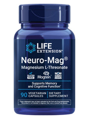 Life Extension Neuro-Mag bottle front view highlighting magnesium L-threonate for cognitive support