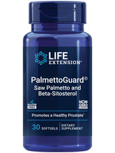 Life Extension PalmettoGuard, botella, soporte para la salud prostática y flujo urinario.
