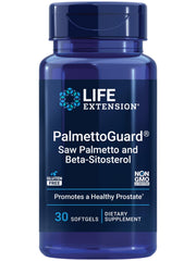 Life Extension PalmettoGuard, botella, soporte para la salud prostática y flujo urinario.