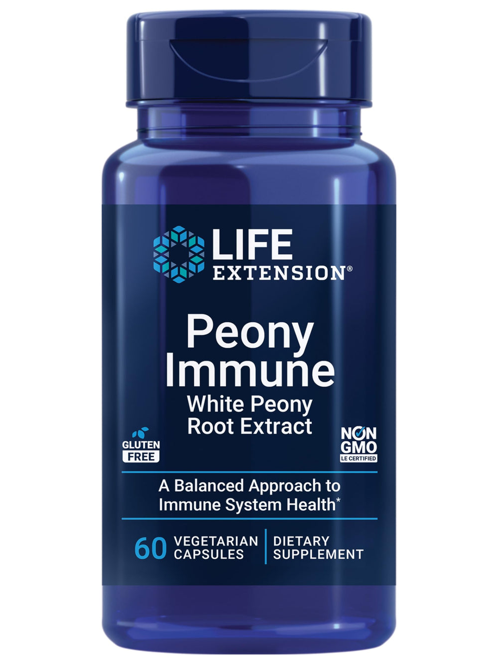 Life Extension Peony Immune bottle on shelf suggesting daily immune balance