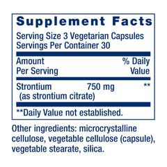 Life Extension Strontium Caps bottle pouring suggests easy daily bone support.