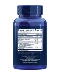 Super Miraforte bottle closeup label highlights lignans, zinc, and muira puama ingredients.