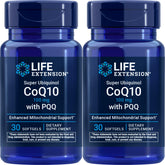 Life Extension Super Ubiquinol CoQ10 with PQQ two-bottle pack front view energy support potential
